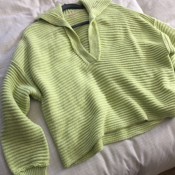 Free People Marie Pullover Sweater Lime XS $108 - Picture 5 of 6
